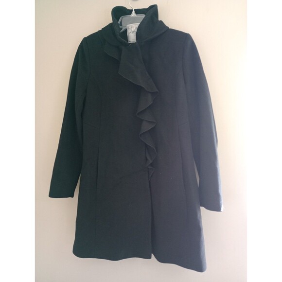 Larry Levine Wool Blend Coat Snap Closure Pockets Size 12 Petite - Picture 2 of 11